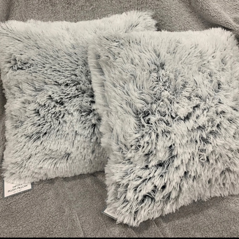 New Fluffy Gray White Pillows